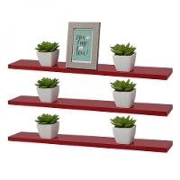 Kit 3 Prateleiras 50 X 20cm Vermelha Suporte Invisível - 2