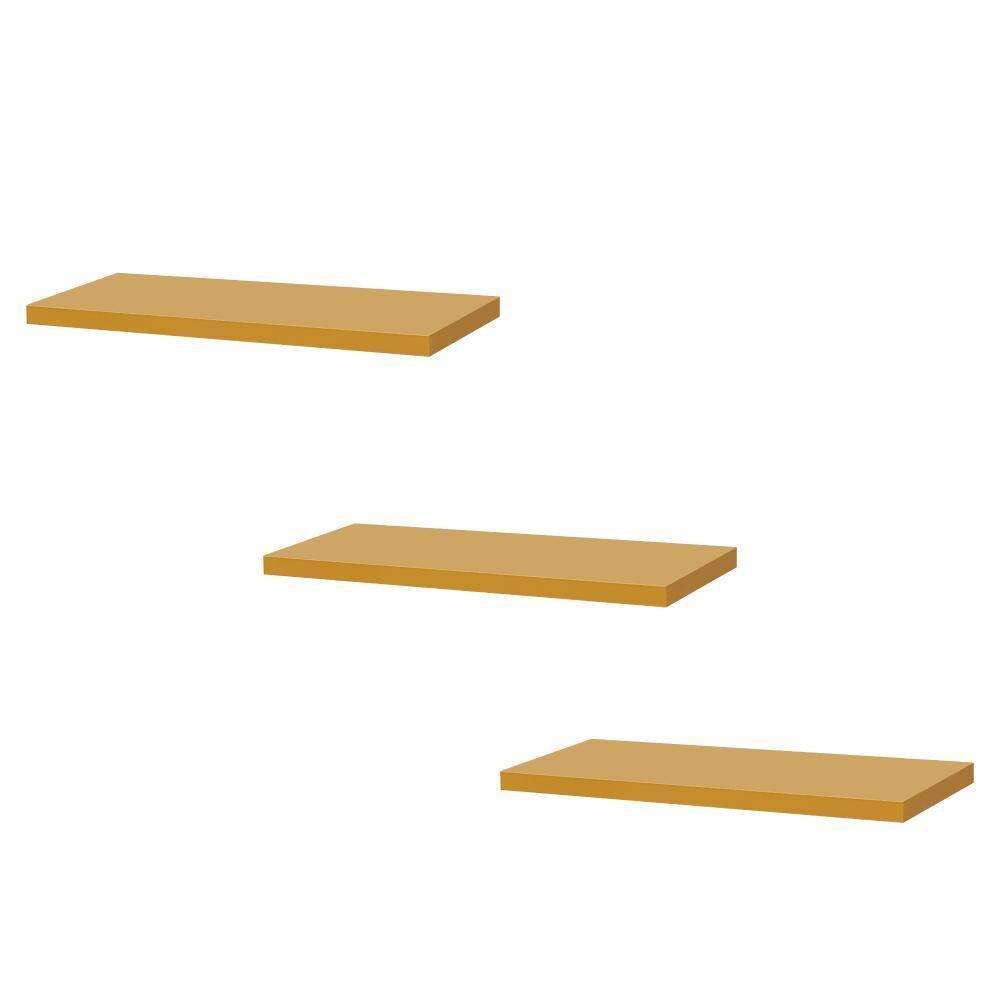 Kit 3 Prateleiras 40 x 10cm Amarela Suporte Invisível - 1