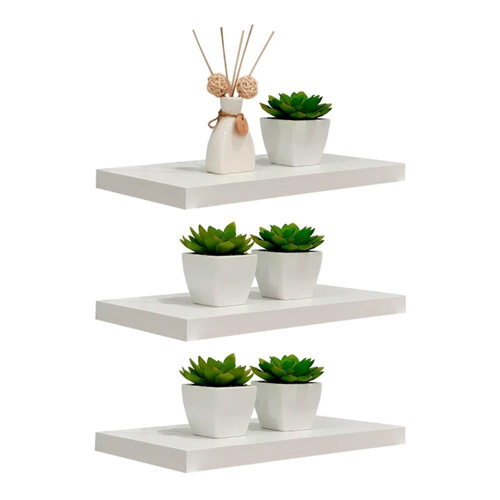Kit 3 Prateleiras 40 x 15cm Branco Espessura 25mm Invisível - 4