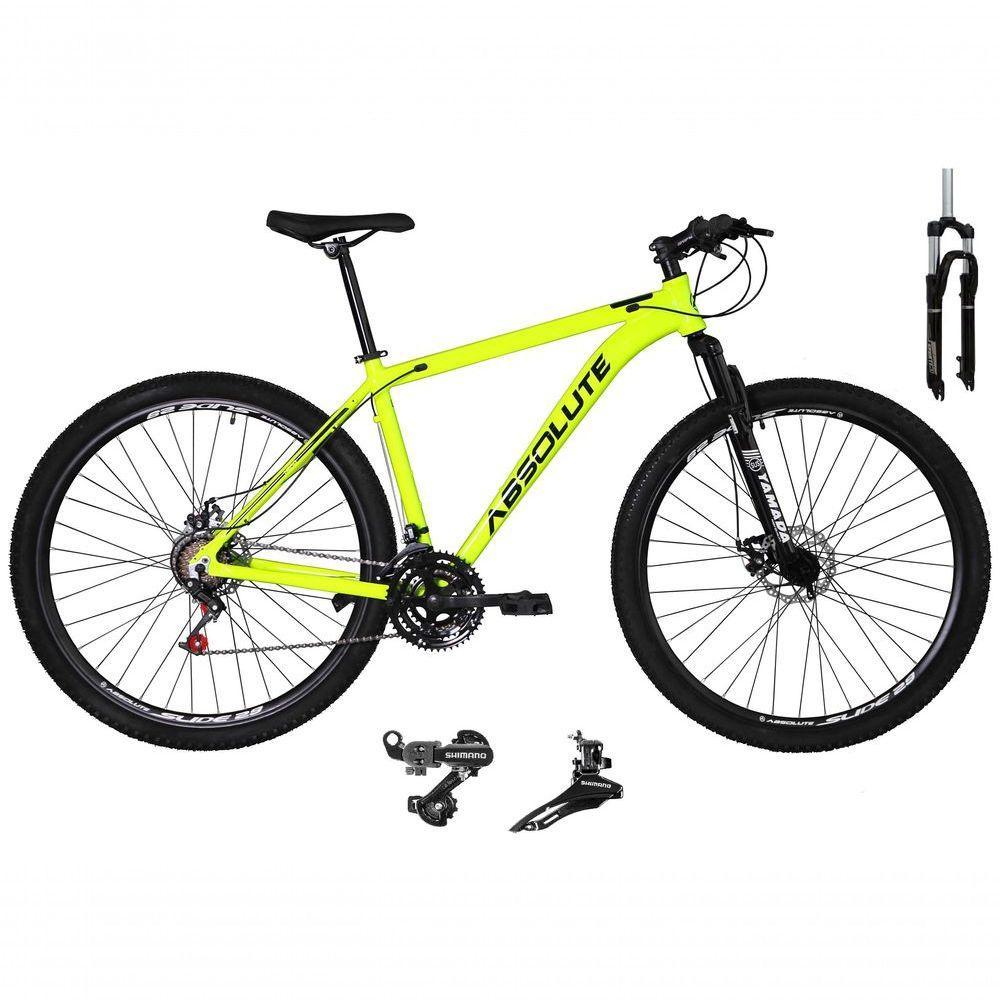 Bicicleta Aro 29 Absolute Nero 4 Kit 2x9 Sunrun Freio Disco K7 11/36 Pedivela 24/38d Trava - Amarelo Tam.19 - 1