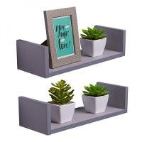 Kit 2 Prateleiras U 50 X 15cm Cinza Claro Suporte Invisível - 1