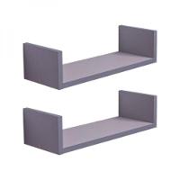 Kit 2 Prateleiras U 50 X 15cm Cinza Claro Suporte Invisível - 2