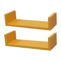 Kit 2 Prateleiras U 40 X 20cm Amarela Suporte Invisível - 2