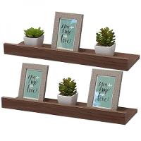 Kit 2 Prateleiras Porta Quadros 70 X 10cm Nogal Suporte Invisível - 1