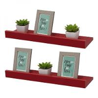 Kit 2 Prateleiras Porta Quadros 60 x 10cm Vermelha - 5