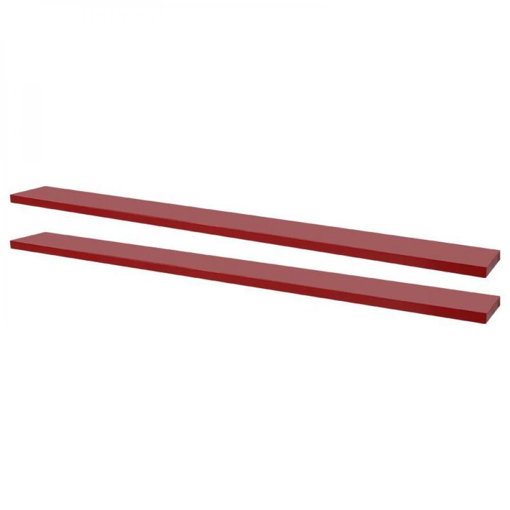 Kit 2 Prateleiras 100 X 20cm Vermelha Suporte Invisível - 1