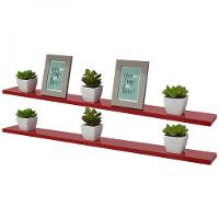 Kit 2 Prateleiras 100 X 20cm Vermelha Suporte Invisível - 7