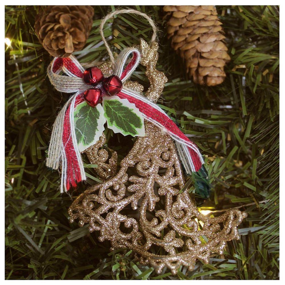 Kit 12 Enfeite Pendente árvore Natal Anjo Dourado 12,5cm - 1