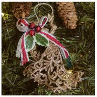 Kit 12 Enfeite Pendente árvore Natal Anjo Dourado 12,5cm - 1