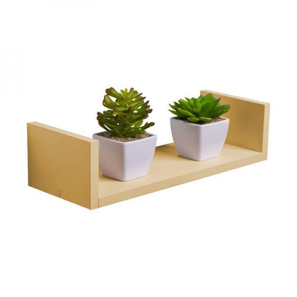 Prateleira U 50 X 10cm Bege Claro Suporte Invisível - 1