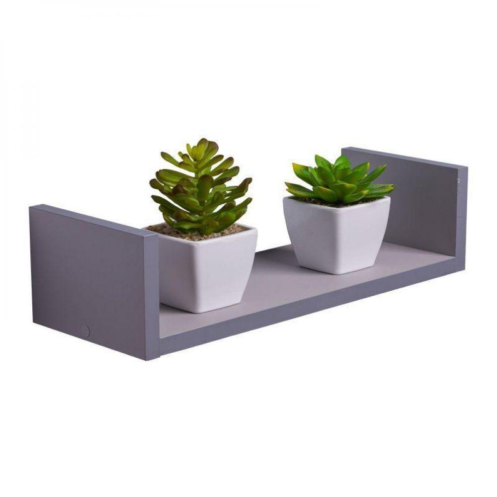 Prateleira U 50 X 15cm Cinza Claro Suporte Invisível - 1