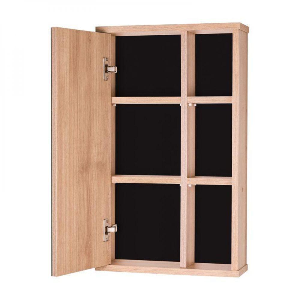 Espelho Para Banheiro Com Armário Milano Carvalho E Preto - 1