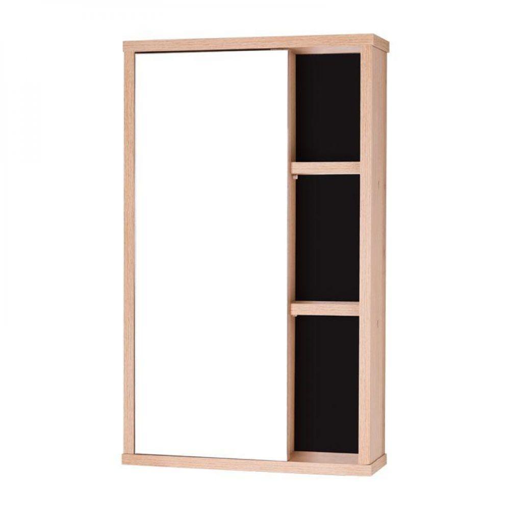 Espelho Para Banheiro Com Armário Milano Carvalho E Preto - 2