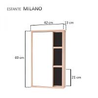 Espelho Para Banheiro Com Armário Milano Carvalho E Preto - 4