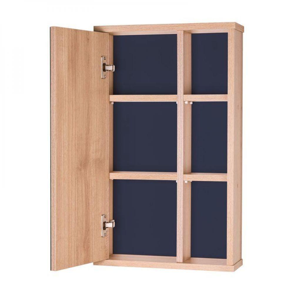 Espelho Para Banheiro Com Armário Milano Carvalho E Azul - 1