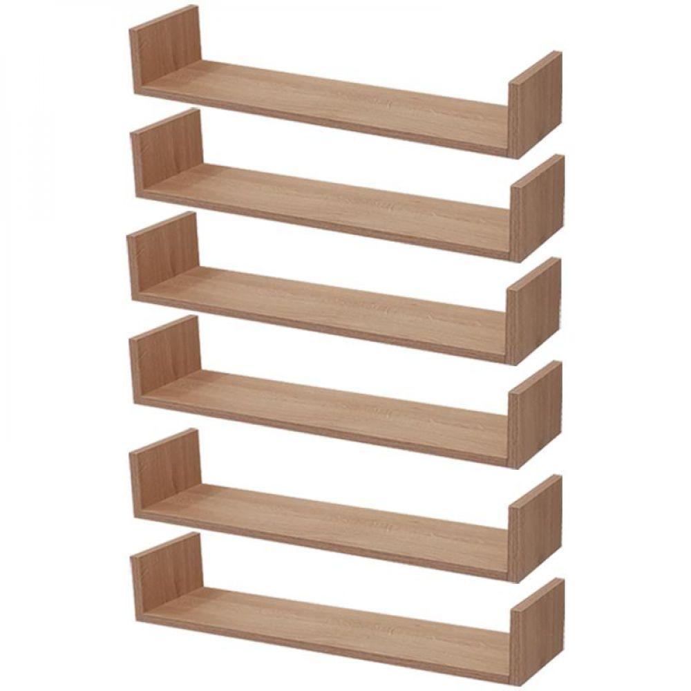 Kit 6 Prateleiras U 50 X 20cm Carvalho Suporte Invisível - 2