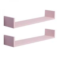 Kit 2 Prateleiras U 70 X 20cm Rosa Claro Suporte Invisível - 3