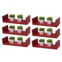 Kit 6 Prateleiras U 40 X 15cm Vermelha Suporte Invisível - 2