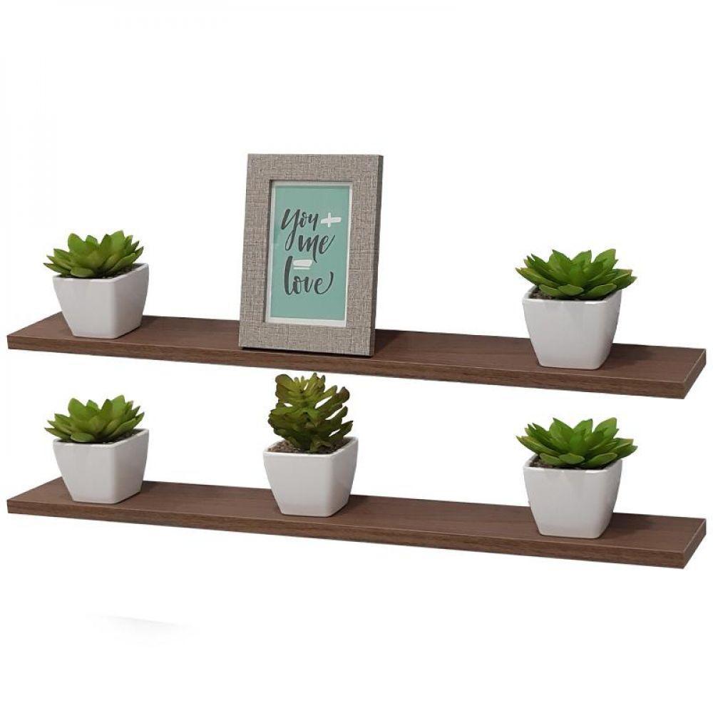 Kit 2 Prateleiras 80 X 10cm Nogal Suporte Invisível - 2