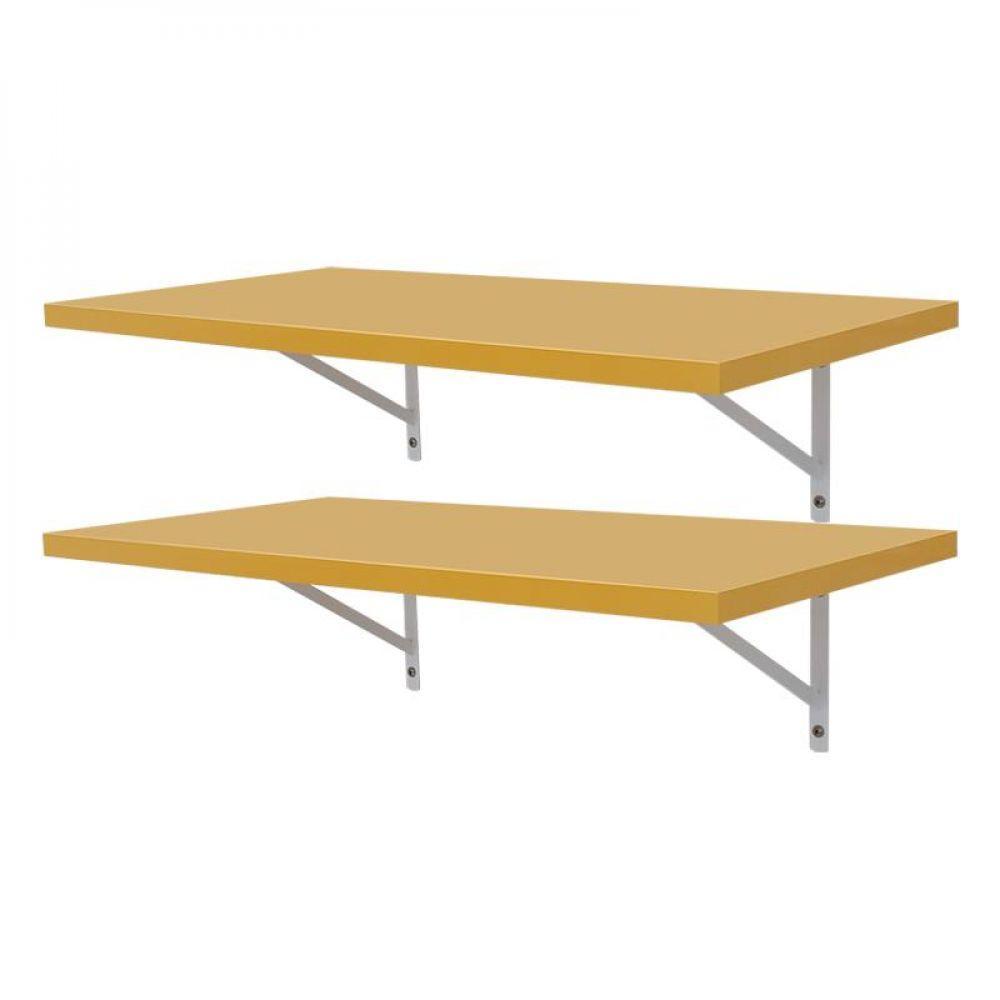 Kit 2 Prateleiras 80 X 30cm Amarela Com Mão Francesa - 2