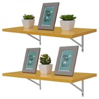 Kit 2 Prateleiras 80 X 30cm Amarela Com Mão Francesa - 1