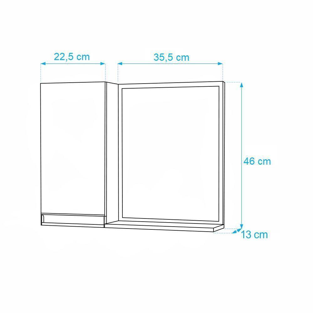 Armário para Banheiro com Espelho Freijó com Puxador Metal - 5
