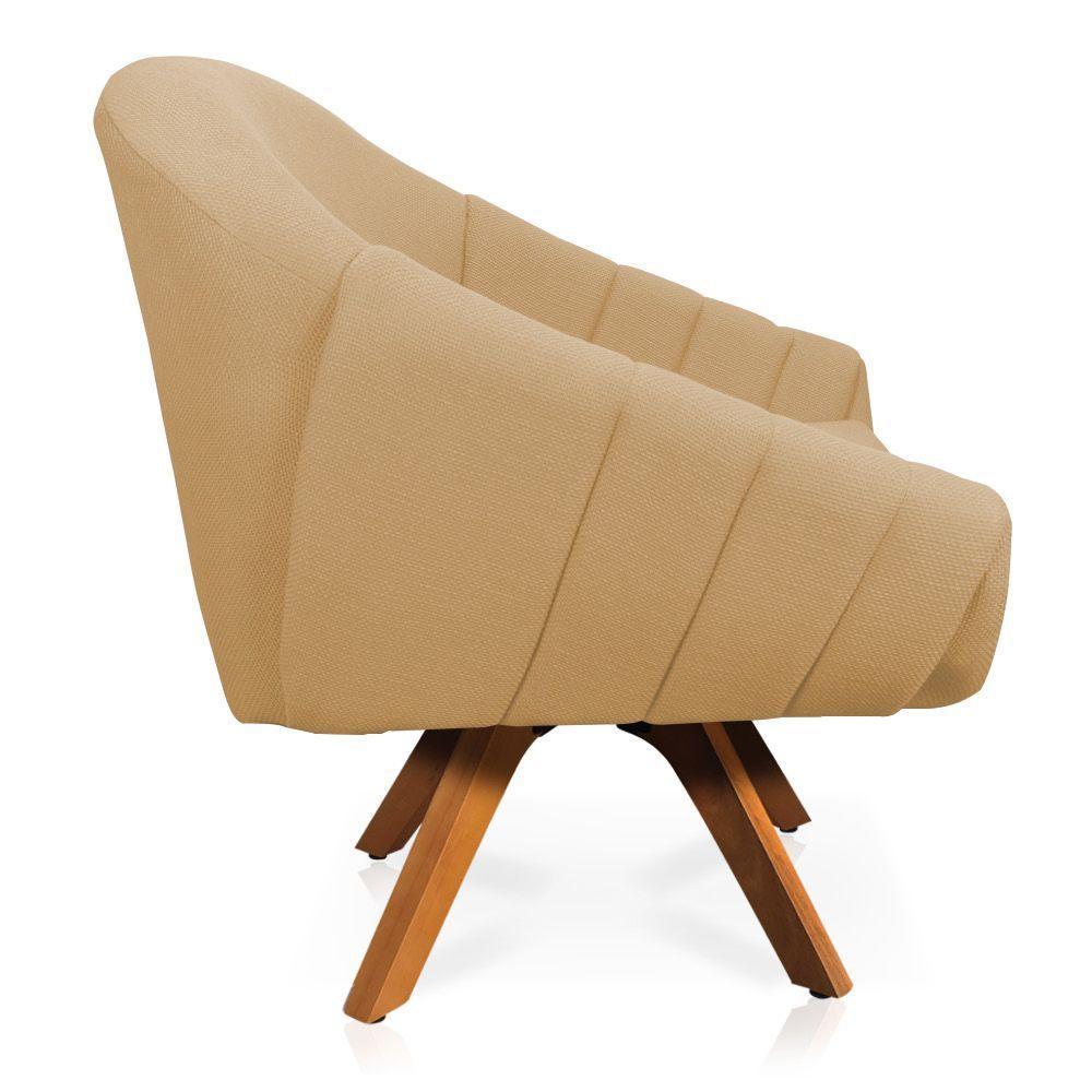 Kit 02 Poltronas Giratória Giovana Linho Mm30 A27 Areia - 5