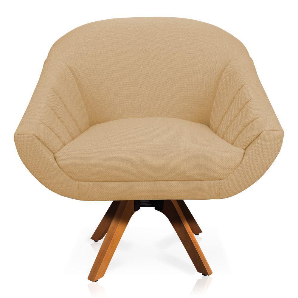 Kit 02 Poltronas Giratória Giovana Linho Mm30 A27 Areia - 6
