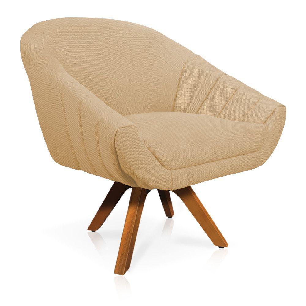 Kit 02 Poltronas Giratória Giovana Linho Mm30 A27 Areia - 7
