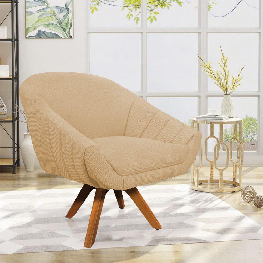 Kit 02 Poltronas Giratória Giovana Linho Mm30 A27 Areia - 8