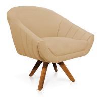 Kit 02 Poltronas Giratória Giovana Linho Mm30 A27 Areia - 7
