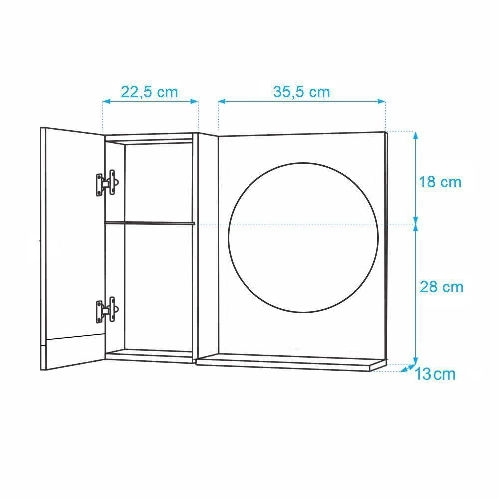 Armário Banheiro com Espelho Redondo Amarelo com Puxador - 2