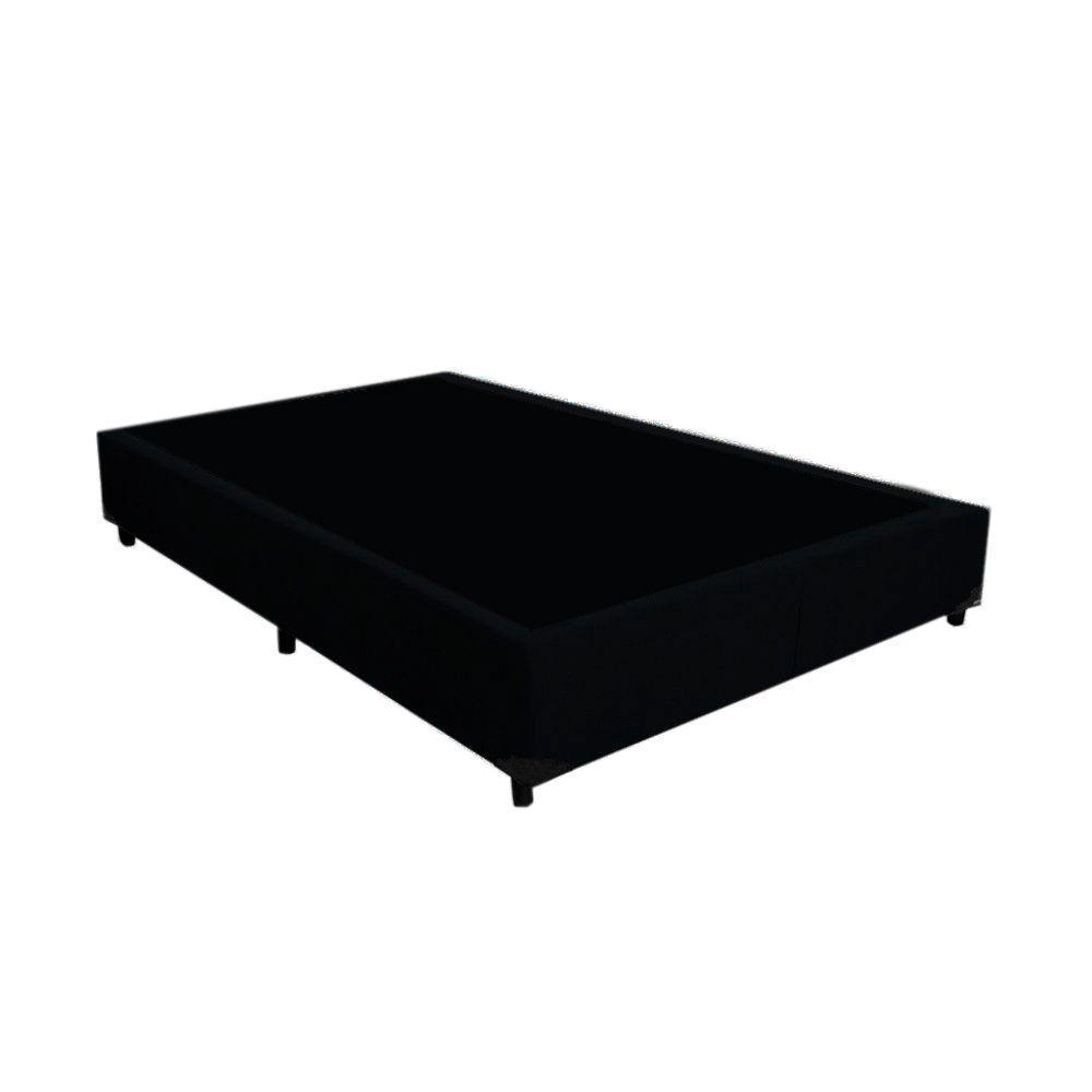 Base Box Blindado Casal Homequeen Suede Preto 40x138x188 - 1