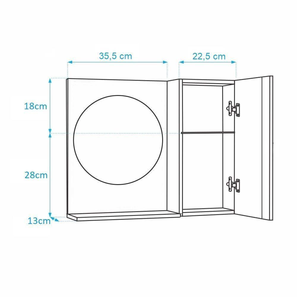 Espelho Redondo para Banheiro com Armário Nogal com Barra - 4