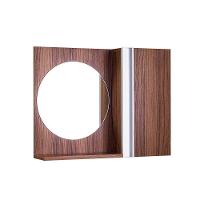 Espelho Redondo para Banheiro com Armário Nogal com Barra - 1