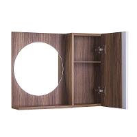 Espelho Redondo para Banheiro com Armário Nogal com Barra - 3