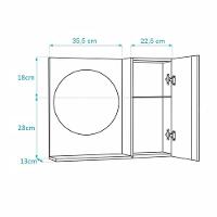 Espelho Redondo para Banheiro com Armário Nogal com Barra - 4