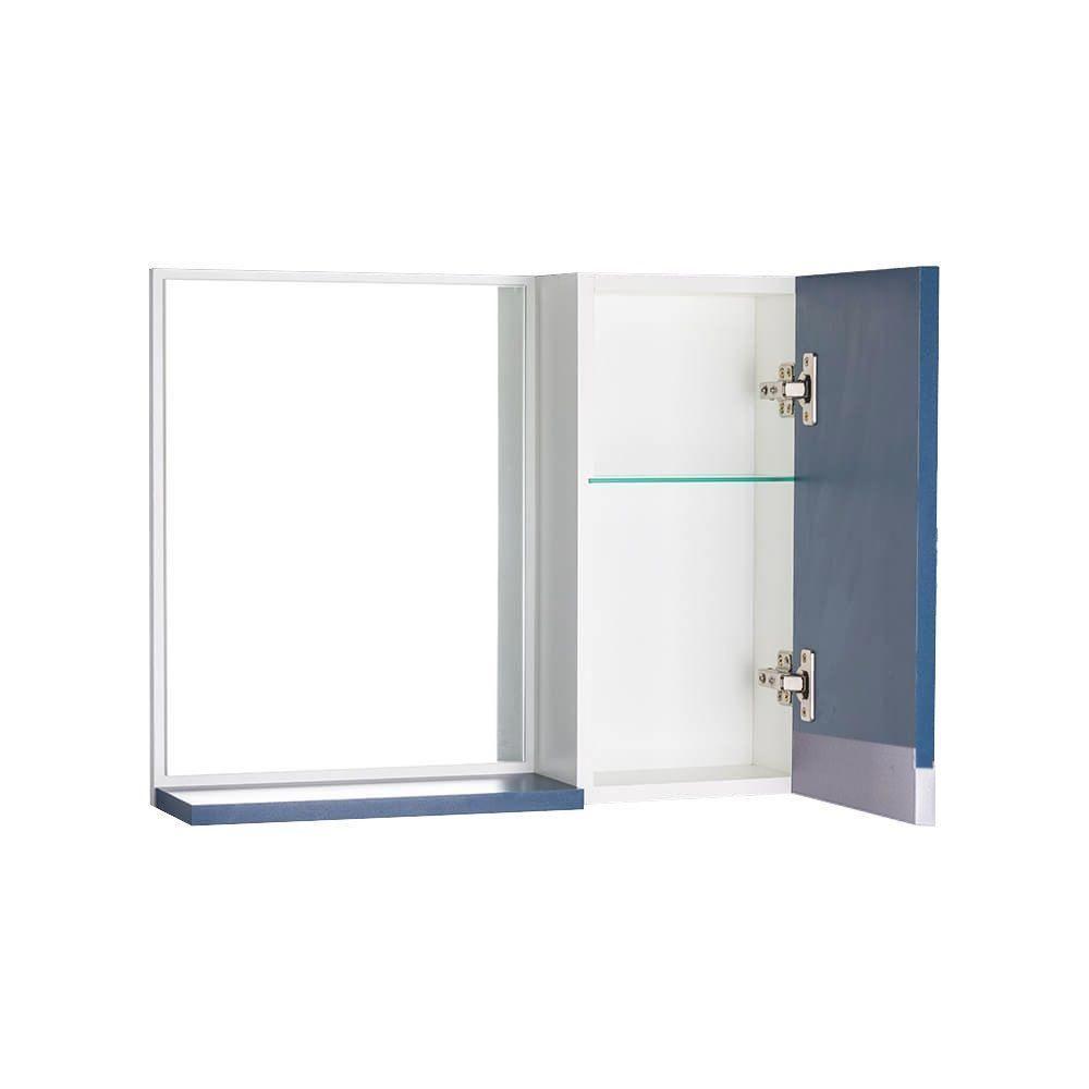 Espelho para Banheiro com Armário Azul Puxador Metal - 2