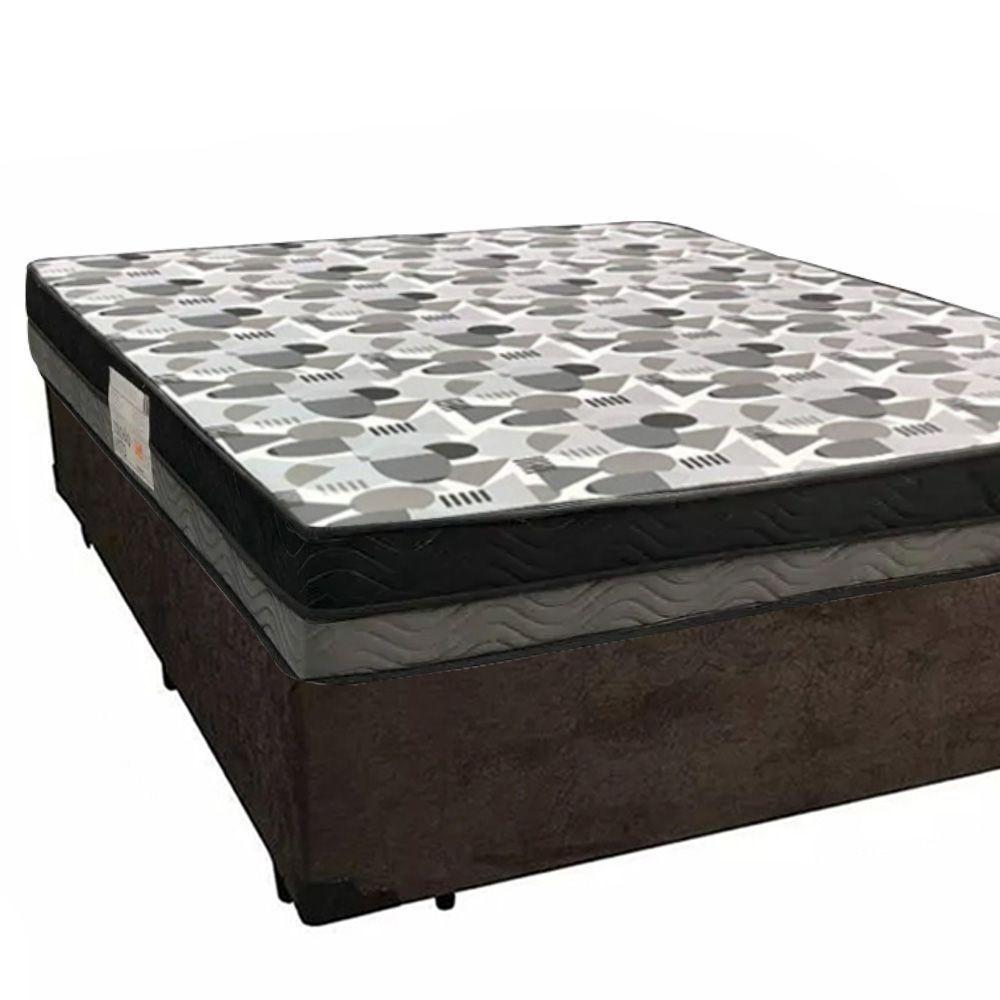 Cama Box Casal Suede + Colchão Casal Ortobom Iso Dupla Face 60x138x188 marrom - 3