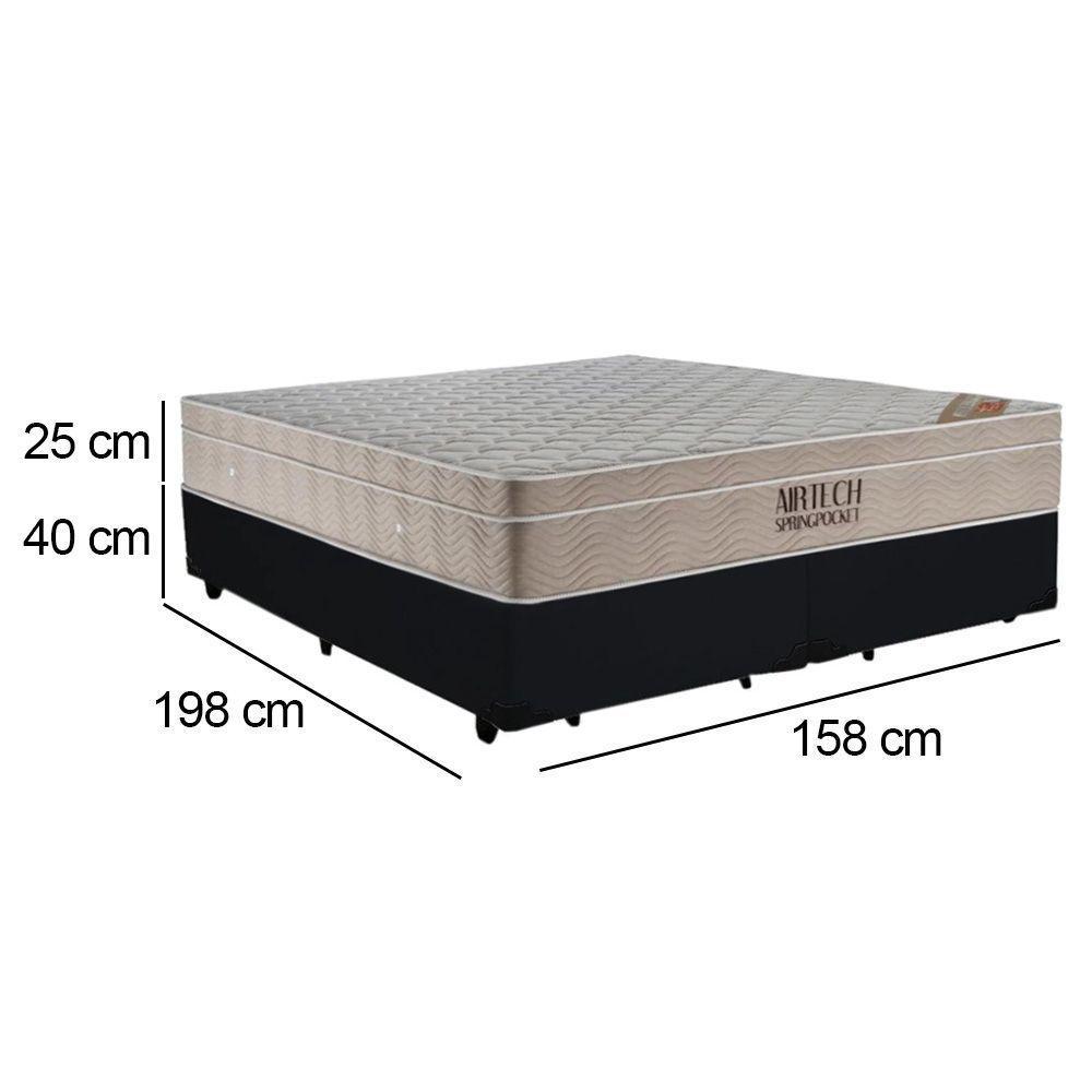 Cama Box Queen Bipartido Suede + Colchão Ortobom Airtech Molas Ensacadas 65x158x198 Cor:preto - 6