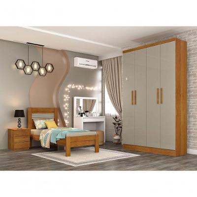 Guarda Roupa Amsterdam 4 Portas 2 Gavetas Cinamomo-Off White
