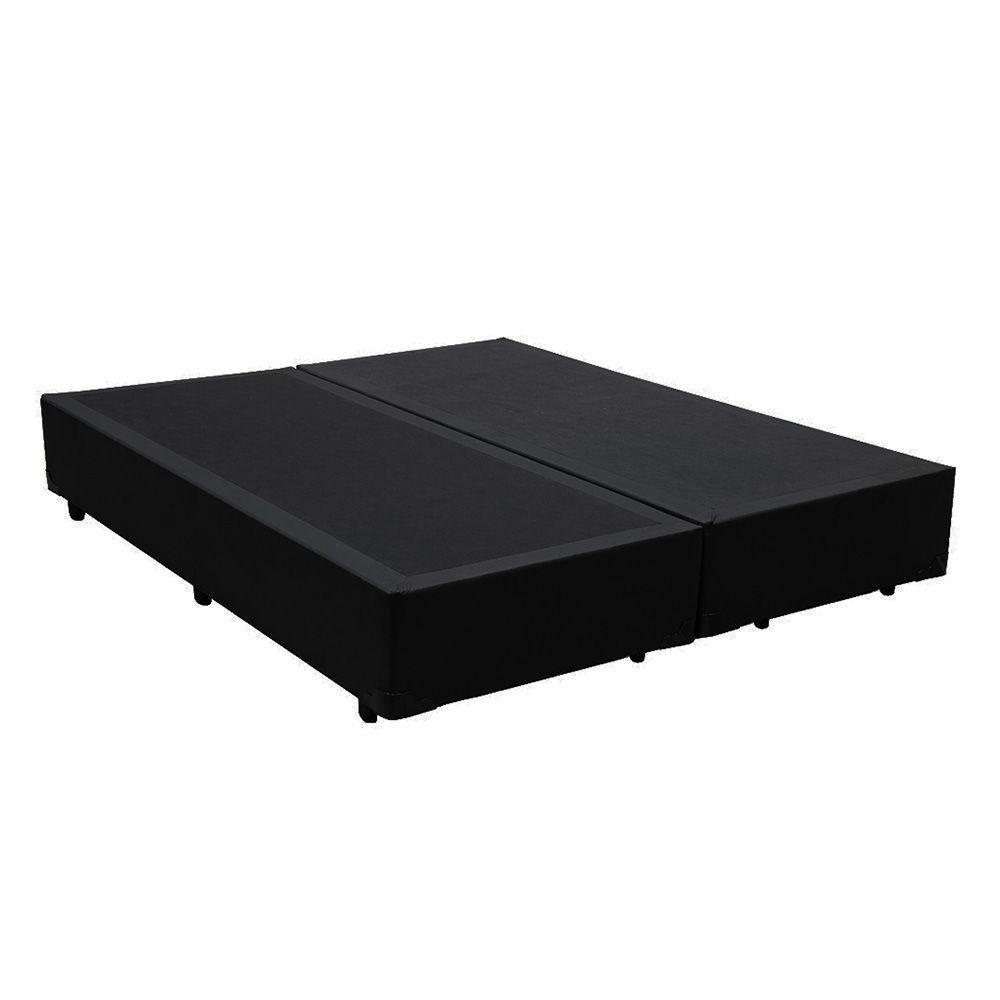 Base Box Blindado King Bipartido Homequeen Sintético Preto 40x193x203 - 1