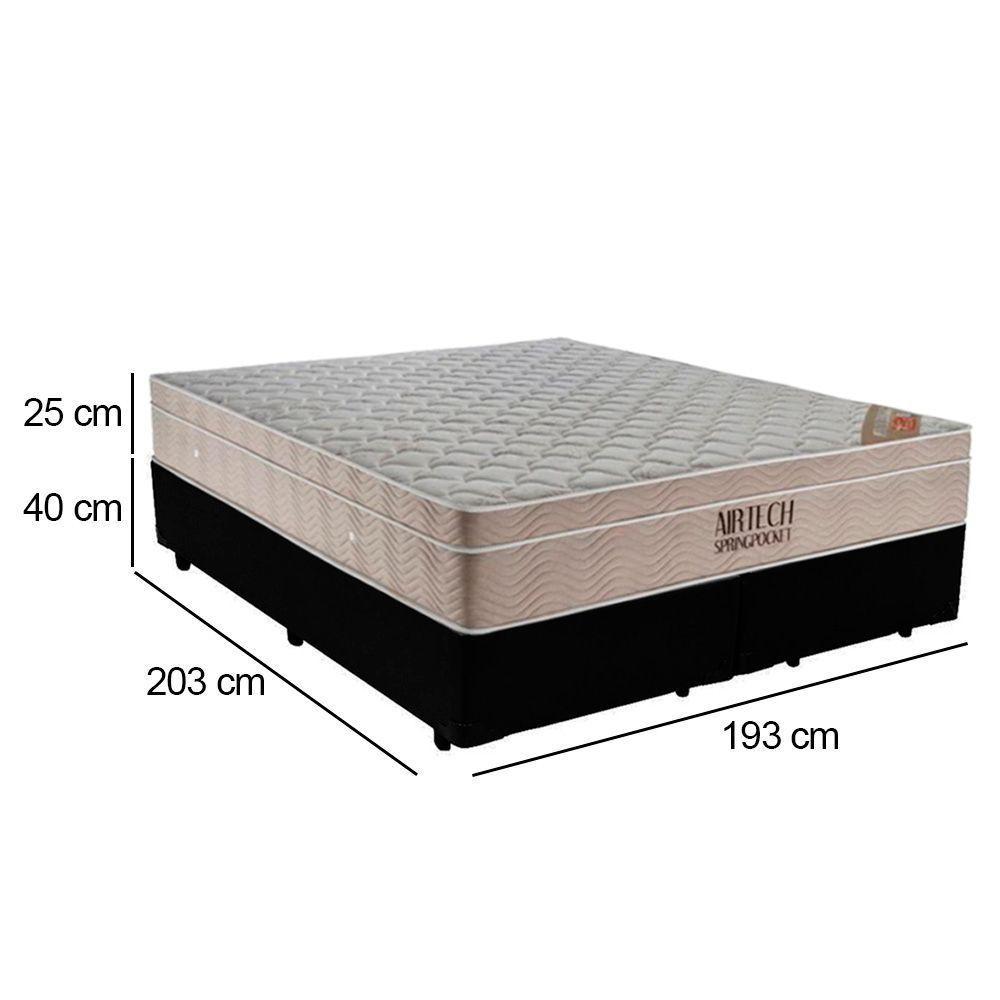 Cama Box King Bipartido Sintético + Colchão Ortobom Airtech Molas Ensacadas 65x193x203 Cor:marrom - 6