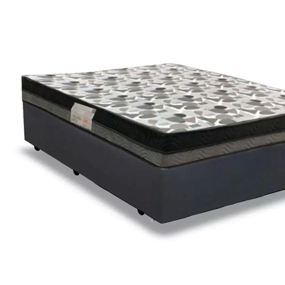 Cama Box Casal Sintético + Colchão Casal Ortobom Iso Dupla Face 60x138x188 Cor:cinza - 2