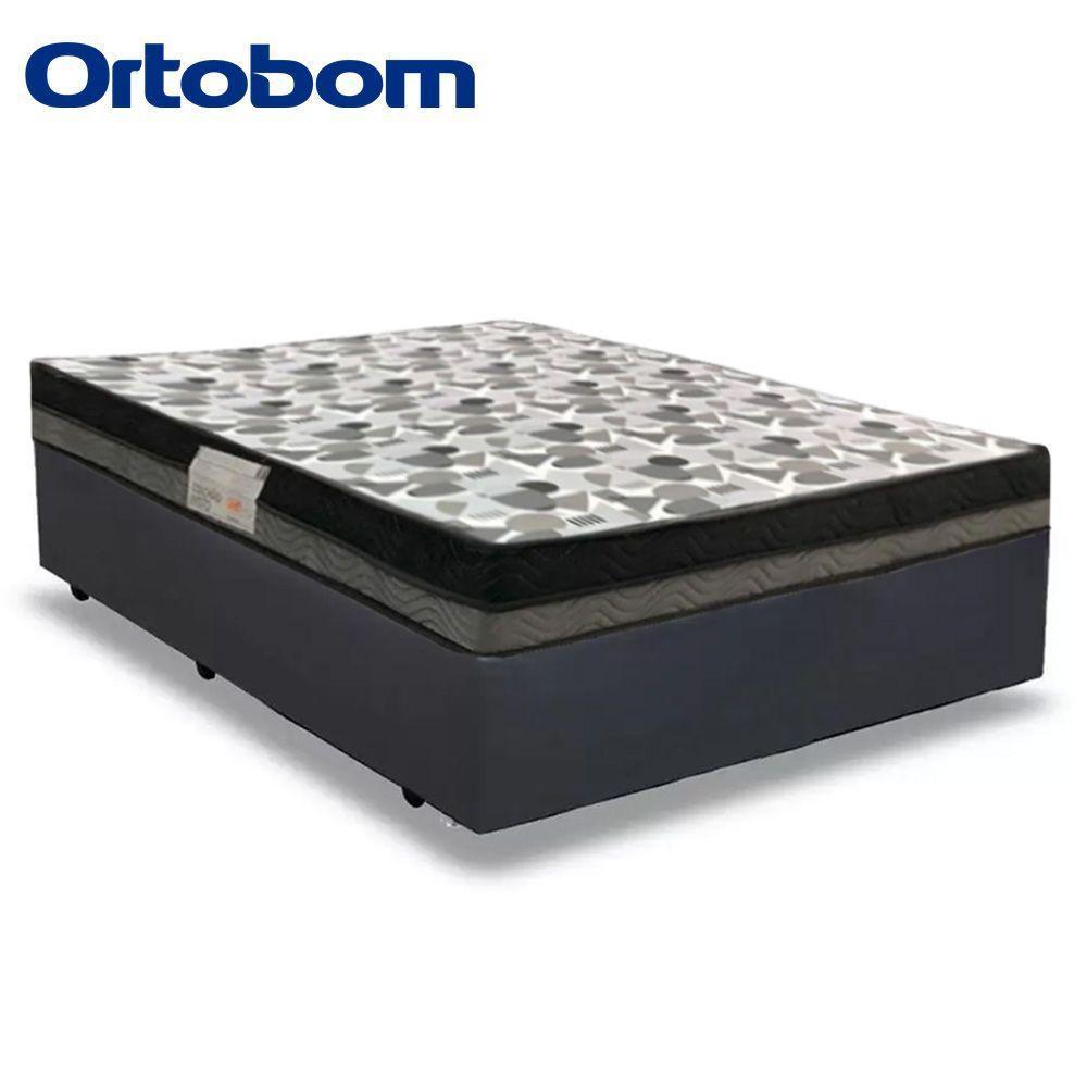 Cama Box Casal Sintético + Colchão Casal Ortobom Iso Dupla Face 60x138x188 Cor:cinza - 3