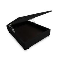 Cama Box Baú Blindado Viúva Homequeen Suede Preto 41x128x188 - 1