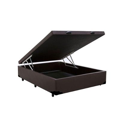 Cama Box Baú Blindado Casal Homequeen Sintético Marrom 41x138x188
