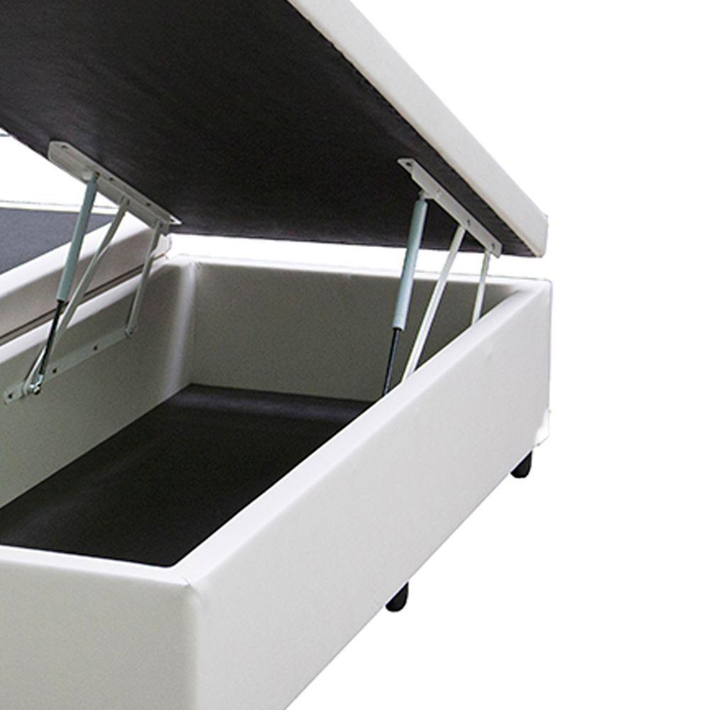 Cama Box Baú Blindado King Bipartido Homequeen Sintético Branco 41x193x203 - 2