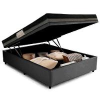 Cama Baú Casal Sintético + Colchão Casal Ortobom Iso Dupla Face 60x138x188 Cor:cinza - 3