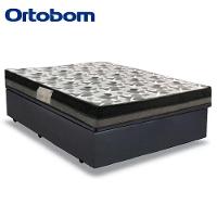 Cama Baú Casal Sintético + Colchão Casal Ortobom Iso Dupla Face 60x138x188 cinza - 2